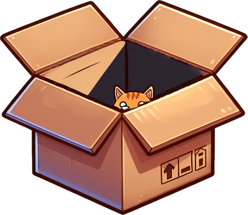 Cute cartoon line art ginger cat peeking from a box