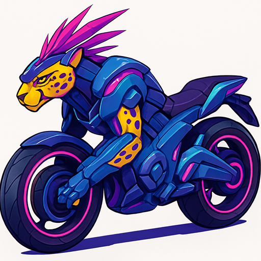 cyberpunk American anime koraidon Miraidon-esque motorcycle animal futuristic cheetah-meets-motorcycle