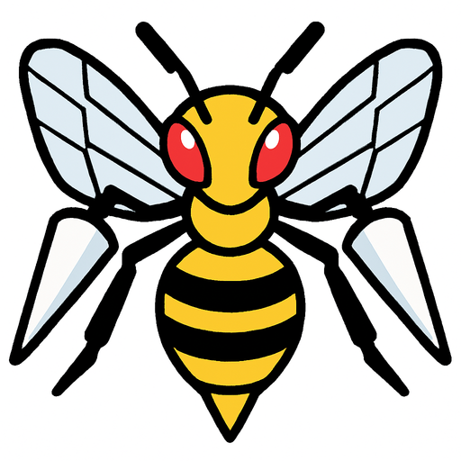 Beedrill visto desde arriba.
In-Game asset.  2d.  High contrast.  No shadows