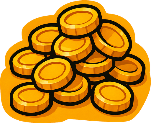 gold.
In-Game asset.  2d.  High contrast.  No shadows