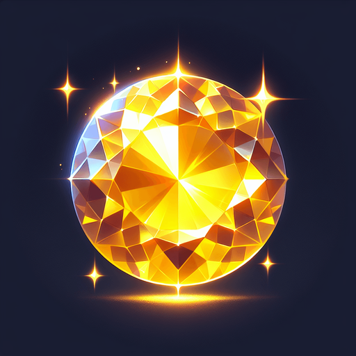 yellow orb like a diamond cut gem. transparent background..
Single Game Texture. In-Game asset. 2d. Blank background. High contrast. No shadows.