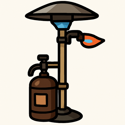 Blow torch patio heater.
In-Game asset.  2d.  High contrast.  No shadows