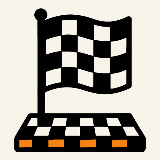 Que sea una bandera y que tenga como un piso como frametista de carrera algo así.
In-Game asset.  2d.  High contrast.  No shadows