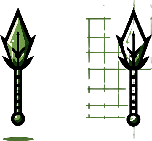mızrak gibi ama dart karışımı yeşil dart.
Single Game Texture.  In-Game asset.  2d.  Blank background.  High contrast.  No shadows