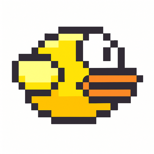 Flappy Bird Oyunundaki kuş.
In-Game asset.  2d.  High contrast.  No shadows