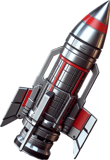 Mini rocket projectile from a video game. No background.