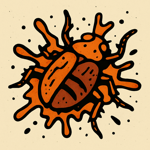 ezilmiş bir böcek.
In-Game asset.  2d.  High contrast.  No shadows