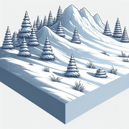 snow background, only snow, side view, horizontal lines Single Game Texture. In-Game asset. 2d. Blank background. High contrast. No shadows.