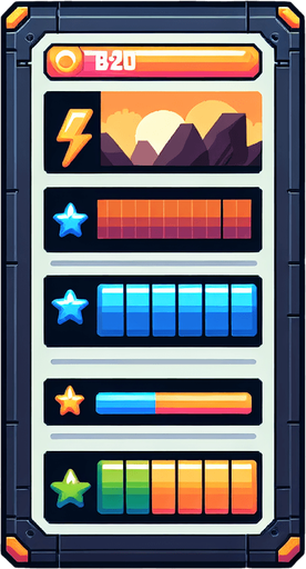 A power bar Single Game Texture. In-Game asset. 2d. Blank background. High contrast. No shadows.