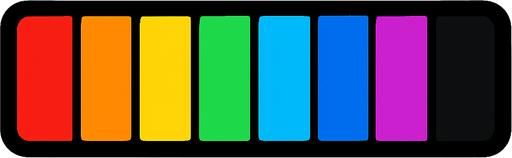Barra de progreso de colores.
In-Game asset.  2d.  High contrast.  No shadows