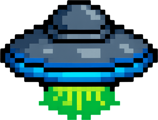 pixel ufo.
In-Game asset.  2d.  High contrast.  No shadows