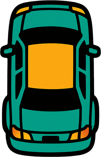 üstten görünümlü araba yap.
In-Game asset.  2d.  High contrast.  No shadows