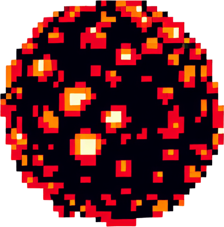 8 bit meteor.
Single Game Texture. In-Game asset. 2d. Blank background. High contrast. No shadows.