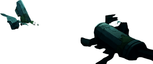 A crumbling forgotten palace with fallen pillars, moss overtaking marble, broken thrones and moonlight through shattered roof, realistic.
In-Game asset.  2d.  High contrast.  No shadows