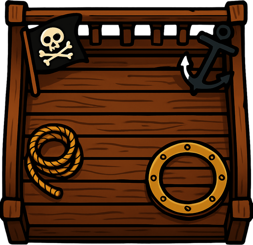The wooden floor of a pirate ship.
In-Game asset.  2d.  High contrast.  No shadows