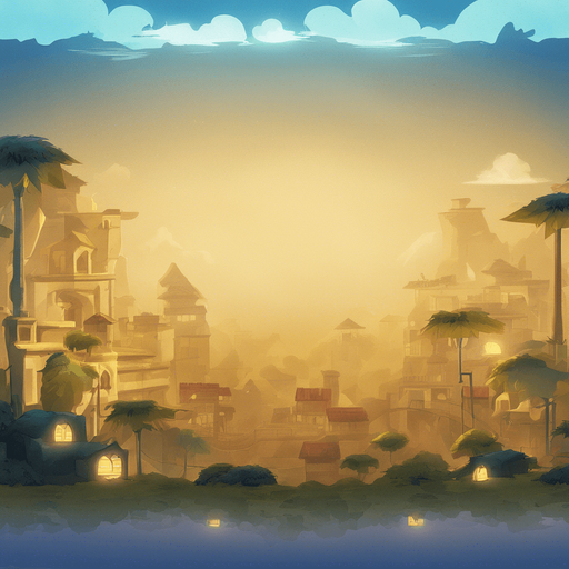 Same image but in a non-blurry, crisp game background illustration style.