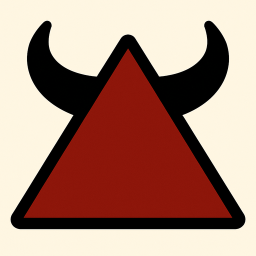 un triangolo rojo oscuro con cuernos.
In-Game asset.  2d.  High contrast.  No shadows