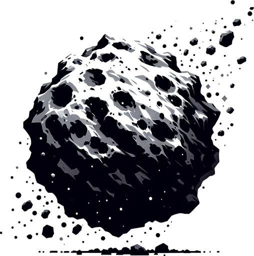 Asteroid.
Single Game Texture.  In-Game asset.  2d.  Blank background.  High contrast.  No shadows