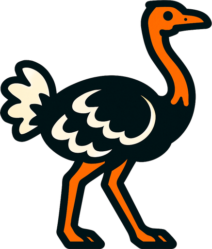 Ostrich.
In-Game asset.  2d.  High contrast.  No shadows