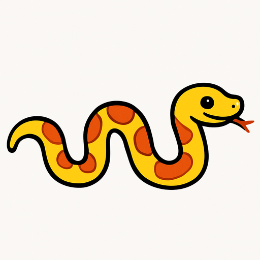 crea la imagen de una serpiente totalmente estirada.
In-Game asset.  2d.  High contrast.  No shadows