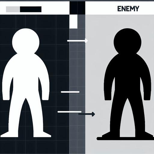 White enemy.
Single Game Texture. In-Game asset. 2d. Blank background. High contrast. No shadows.