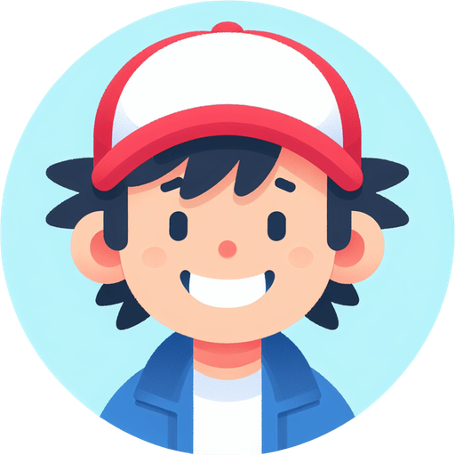 Generate a circular profile picture of Ash Ketchum from Pokémon, smiling..