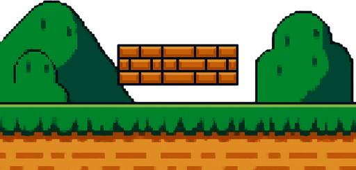 Mario background night.
In-Game asset.  2d.  High contrast.  No shadows