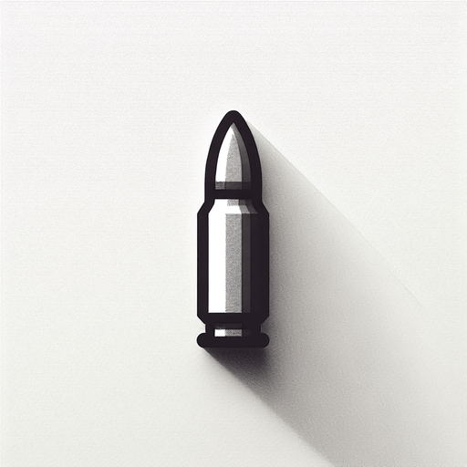 Bullet.
Single Game Texture. In-Game asset. 2d. Blank background. High contrast. No shadows.