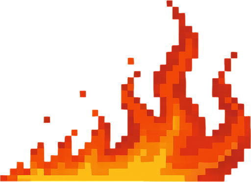fire left to right pixel.
In-Game asset.  2d.  High contrast.  No shadows