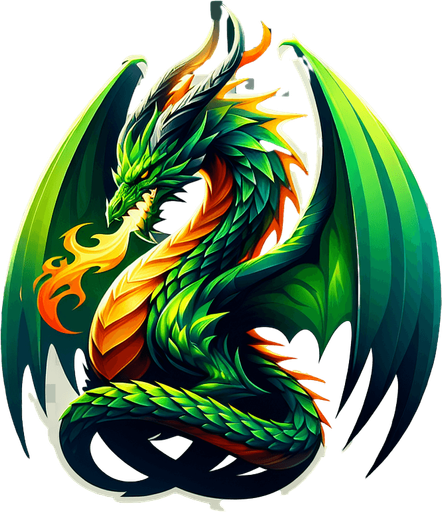green dragon.
In-Game asset. 2d. Transparent background. High contrast. No shadows.
