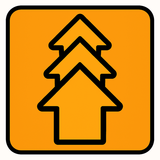 Yukarı doğru 3 ok upgrade.
In-Game asset.  2d.  High contrast.  No shadows