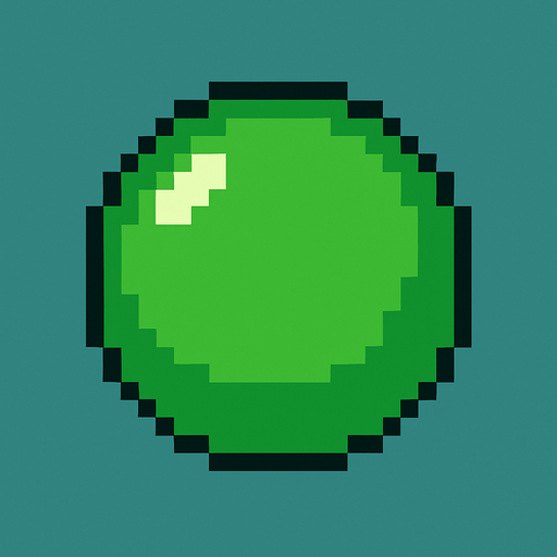 pixel art green circle.
In-Game asset.  2d.  High contrast.  No shadows