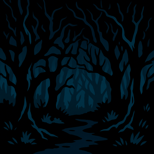Dark forrest.
In-Game asset.  2d.  High contrast.  No shadows