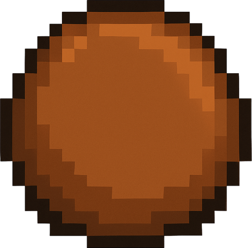 pixel art circle brown.
In-Game asset.  2d.  High contrast.  No shadows