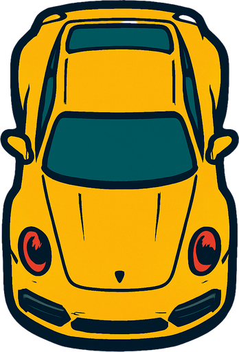 porshe seen from top.
In-Game asset.  2d.  High contrast.  No shadows