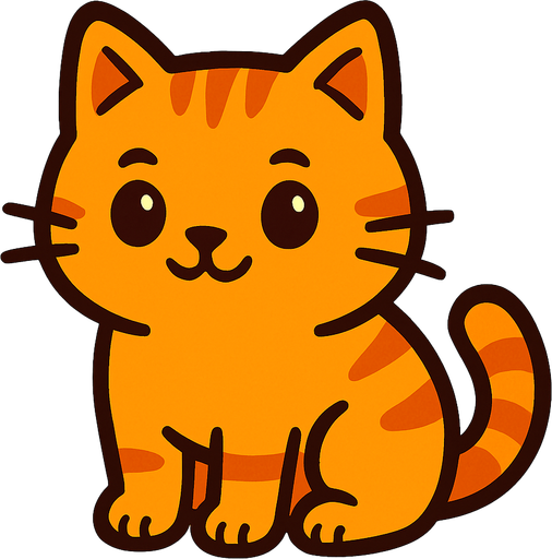 turuncu tatlı kedi.
In-Game asset.  2d.  High contrast.  No shadows