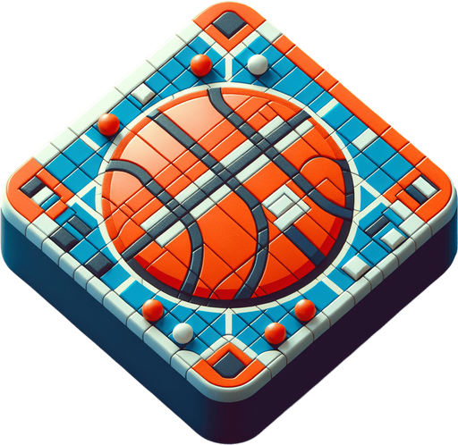 Basketball.
Single Game Texture. In-Game asset. 2d. Blank background. High contrast. No shadows.