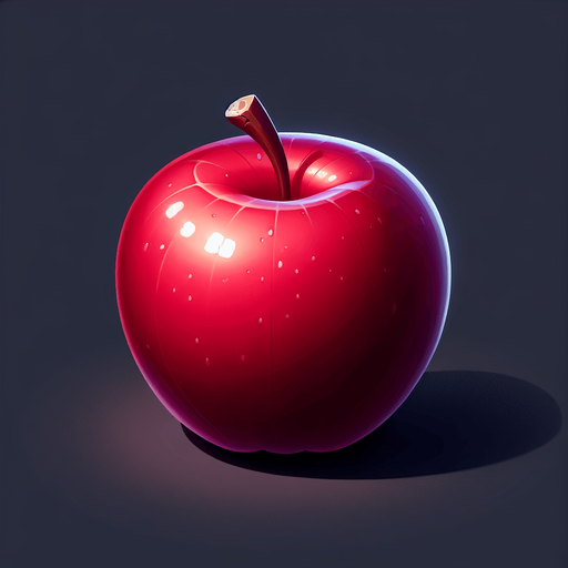Apple.
Single Game Texture. In-Game asset. 2d. Blank background. High contrast. No shadows.