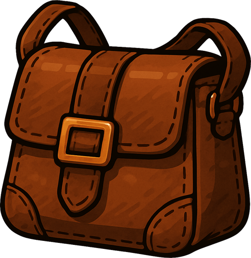 deri çanta.
In-Game asset.  2d.  High contrast.  No shadows