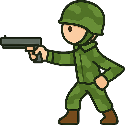 soldier. No background. Transparent background. Blank background. No shadows. 2d. In-Game asset. flat