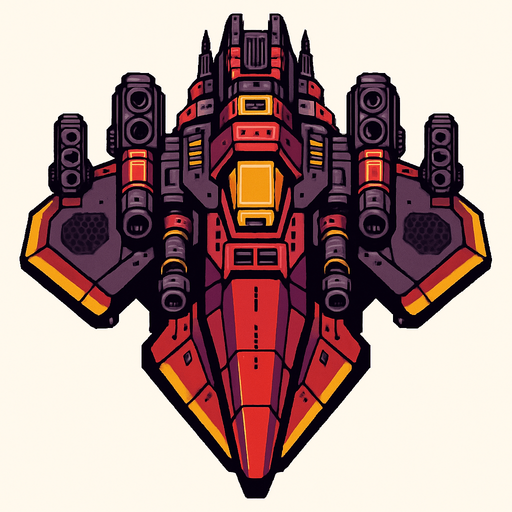 big boss spaceship. In-Game asset. 2d. High contrast. No shadows.
In-Game asset.  2d.  High contrast.  No shadows