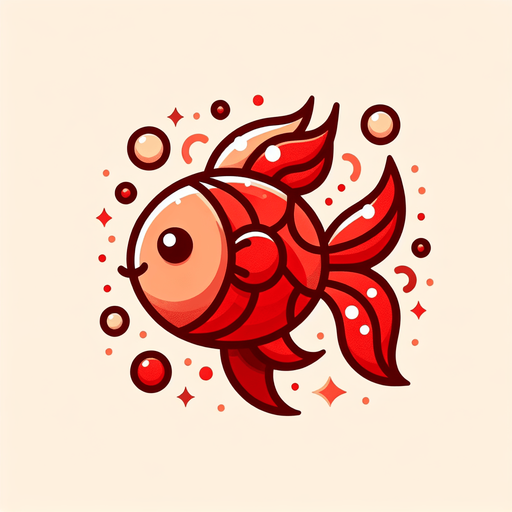 güzel ve sevimli bir kırmızı balık.
Single Game Texture.  In-Game asset.  2d.  Blank background.  High contrast.  No shadows