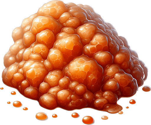 Amorphous gelatinous blob of congealed lard.
Single Game Texture. In-Game asset. 2d. Blank background. High contrast. No shadows.