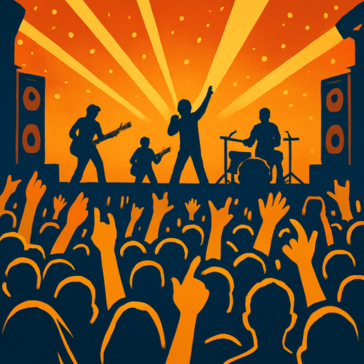 dinleyicelerin olsun kalabalık bir konser ortamı arka plan.
In-Game asset.  2d.  High contrast.  No shadows