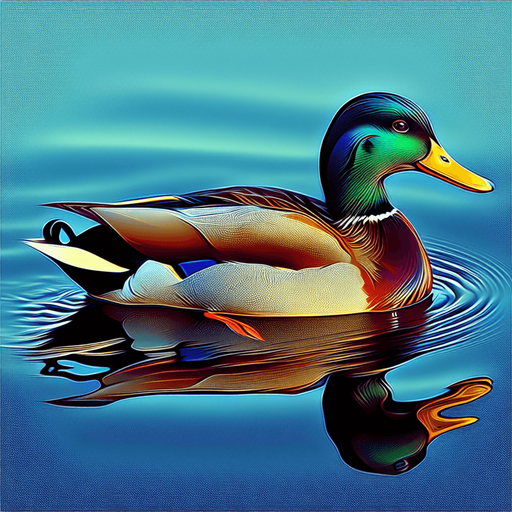 A mallard floating on the water. Looking left.
Single Game Texture. In-Game asset. 2d. Blank background. High contrast. No shadows.