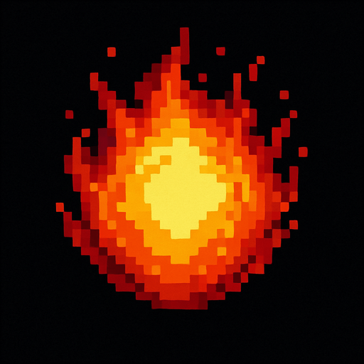 A round fireball projectile. Straight on view as if it’s coming straight towards the camera. Retro pixel art..
In-Game asset.  2d.  High contrast.  No shadows
