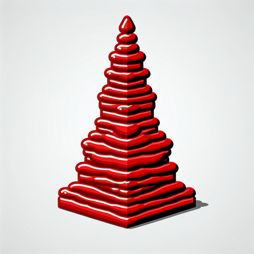 a tower made out of ketchup.
Single Game Texture. In-Game asset. 2d. Blank background. High contrast. No shadows.