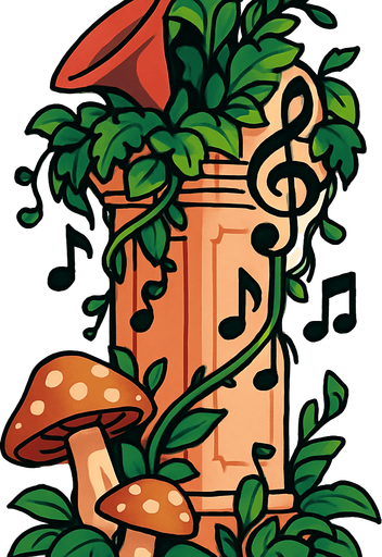 El pilar de una Sala de Conciertos Viviente.
In-Game asset.  2d.  High contrast.  No shadows