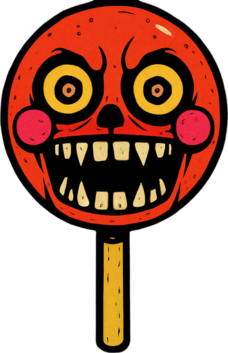 animatronic lollypop scary.
In-Game asset.  2d.  High contrast.  No shadows