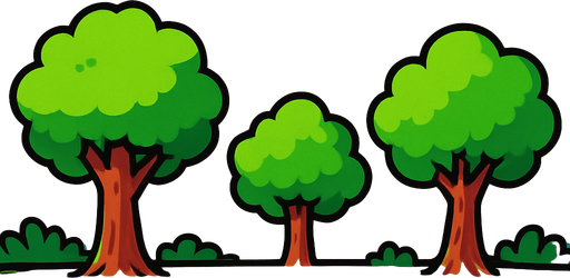 Fondo 2D con cielos y Arboles con cesped.
In-Game asset.  2d.  High contrast.  No shadows